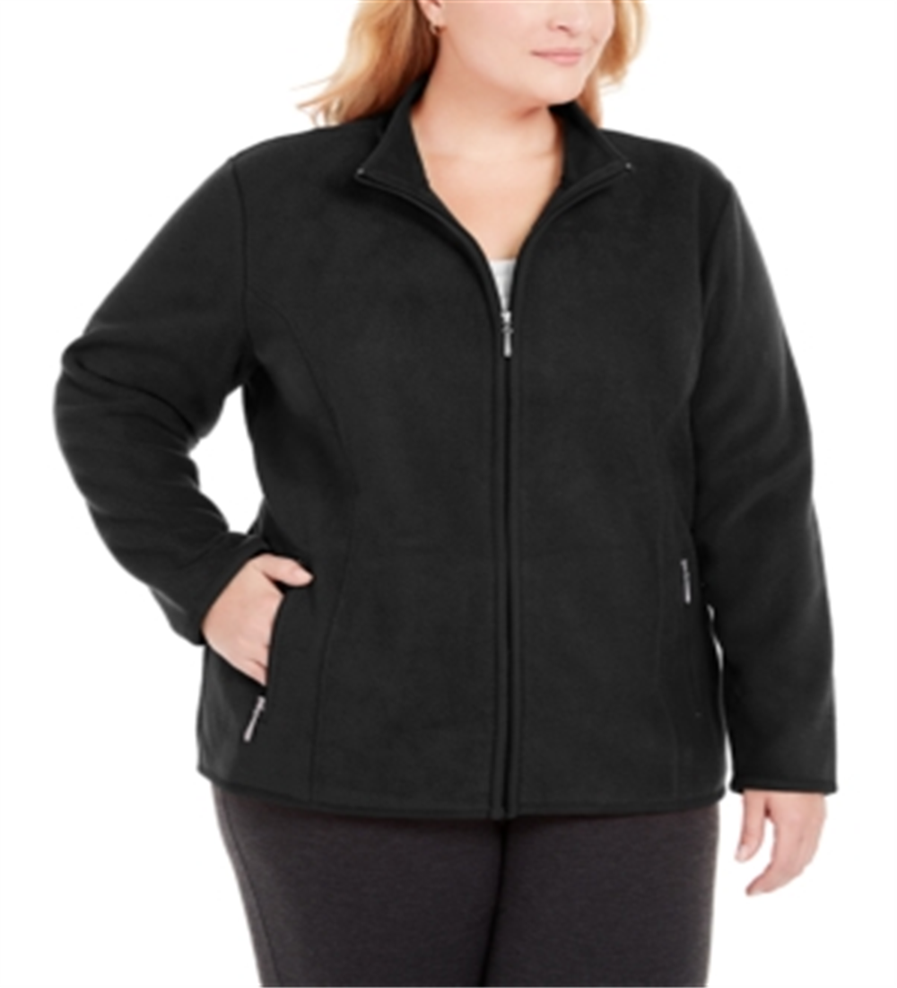 Jaqueta esportiva feminina Karen Scott Plus Zeroproof Fleece preta tamanho -0X