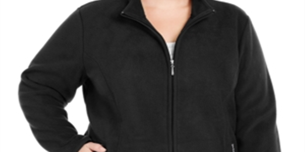 Jaqueta esportiva feminina Karen Scott Plus Zeroproof Fleece preta tamanho -0X