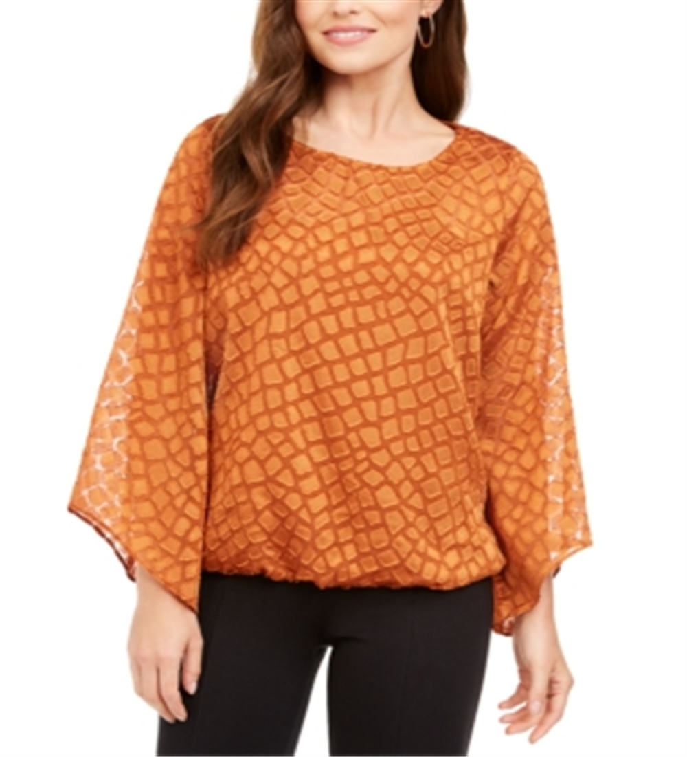 Blusa feminina Alfani com estampa de pele de cobra e bolhas, tamanho pequeno, tamanho G