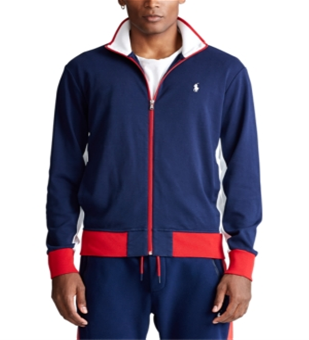 Jaqueta de corrida Ralph Lauren masculina de algodão grande e alto, azul marinho, tamanho 3X