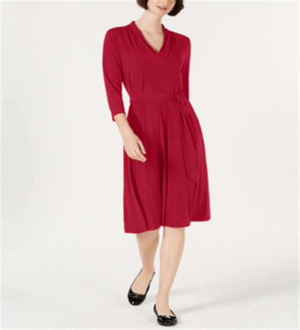 Vestido feminino sólido MIDI Charter Club, tamanho Cranberry, pequeno, XL