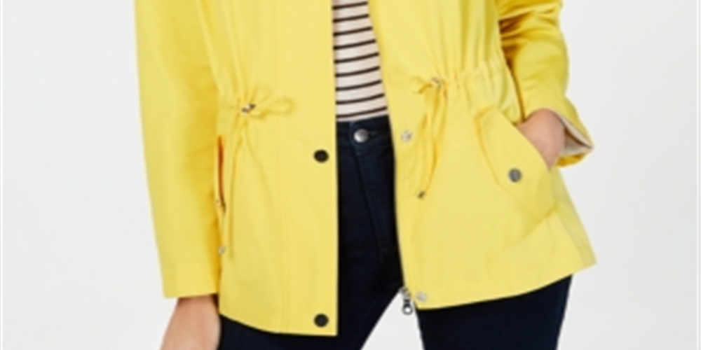 Jaqueta de chuva feminina Charter Club Anorak, amarela, tamanho pequeno GG