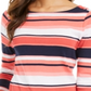 Charter Club Blusa feminina listrada de algodão Pima com botões e ombros, coral, tamanho G