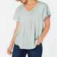 Blusa texturizada feminina estilo &amp; co, manga curta, verde, tamanho pequeno M