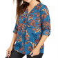 Blusa Paisley Feminina NY Collection Azul Tamanho Pequeno X-Grande