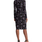 Vestido longo feminino Ralph Lauren, manga longa, comprimento até o joelho, preto, tamanho 12