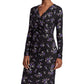 Vestido longo feminino Ralph Lauren, manga longa, comprimento até o joelho, preto, tamanho 12