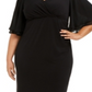 Vestido tubinho plus size feminino Connected, mangas curtas, preto, tamanho 14W
