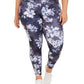 Leggings femininas estampadas botânicas Ideology Plus, azul, tamanho 2X
