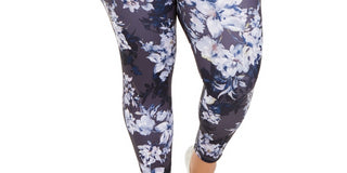 Leggings femininas estampadas botânicas Ideology Plus, azul, tamanho 2X