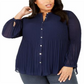 Alfani Plus Pleated Completer Feminino Azul Marinho Tamanho -0X