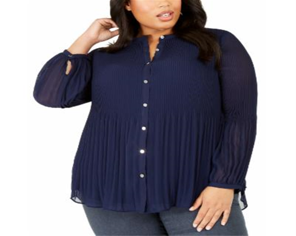 Alfani Plus Pleated Completer Feminino Azul Marinho Tamanho -0X