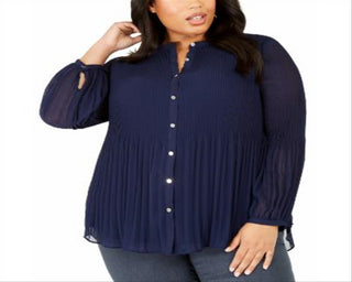 Alfani Plus Pleated Completer Feminino Azul Marinho Tamanho -0X