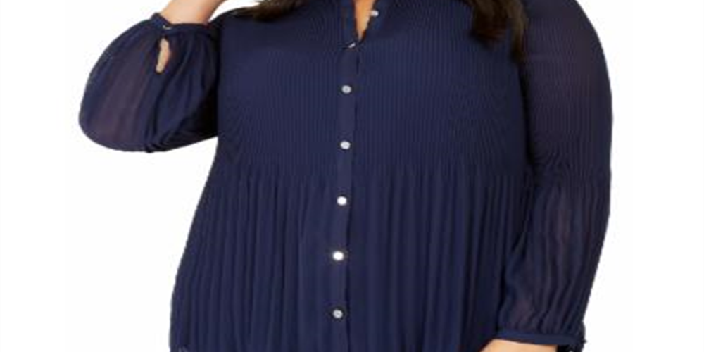 Alfani Plus Pleated Completer Feminino Azul Marinho Tamanho -0X