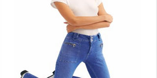 Calça jeans flare feminina com zíper e bolsos Free People, azul, tamanho 29
