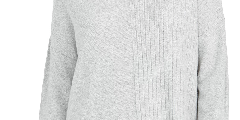 Suéter feminino texturizado mesclado manga comprida gola alta cinza tamanho pequeno