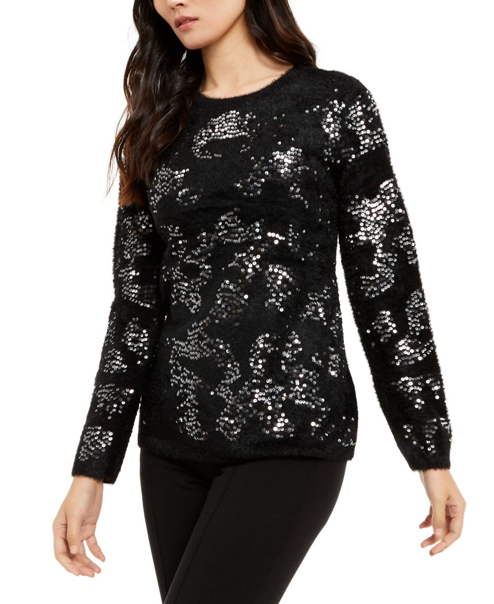 Suéter Alfani Feminino com Cílios Enfeitados Preto Tamanho Médio