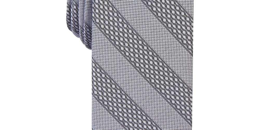 INC International Concepts Masculino Skinny Texturizado Listrado Gravata Cinza Tamanho Regular