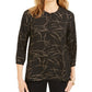 Blusa feminina estampada com pregas nas costas, tamanho grande, preta, da coleção JM