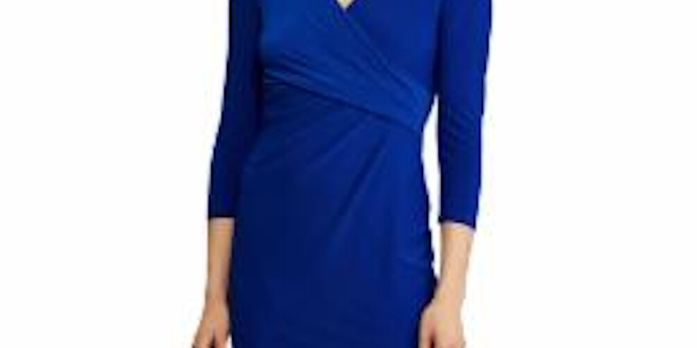 Vestido Ralph Lauren Feminino Manga Longa Acima do Joelho Azul Tamanho 10 Petite