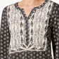 Blusa estampada estilo camponesa feminina Style &amp; Co, preta, creme, tamanho pequeno M