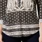 Blusa estampada estilo camponesa feminina Style &amp; Co, preta, creme, tamanho pequeno M