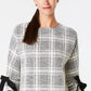 Charter Club Plaid Bow-Sleeve Top Preto Tamanho XX-G