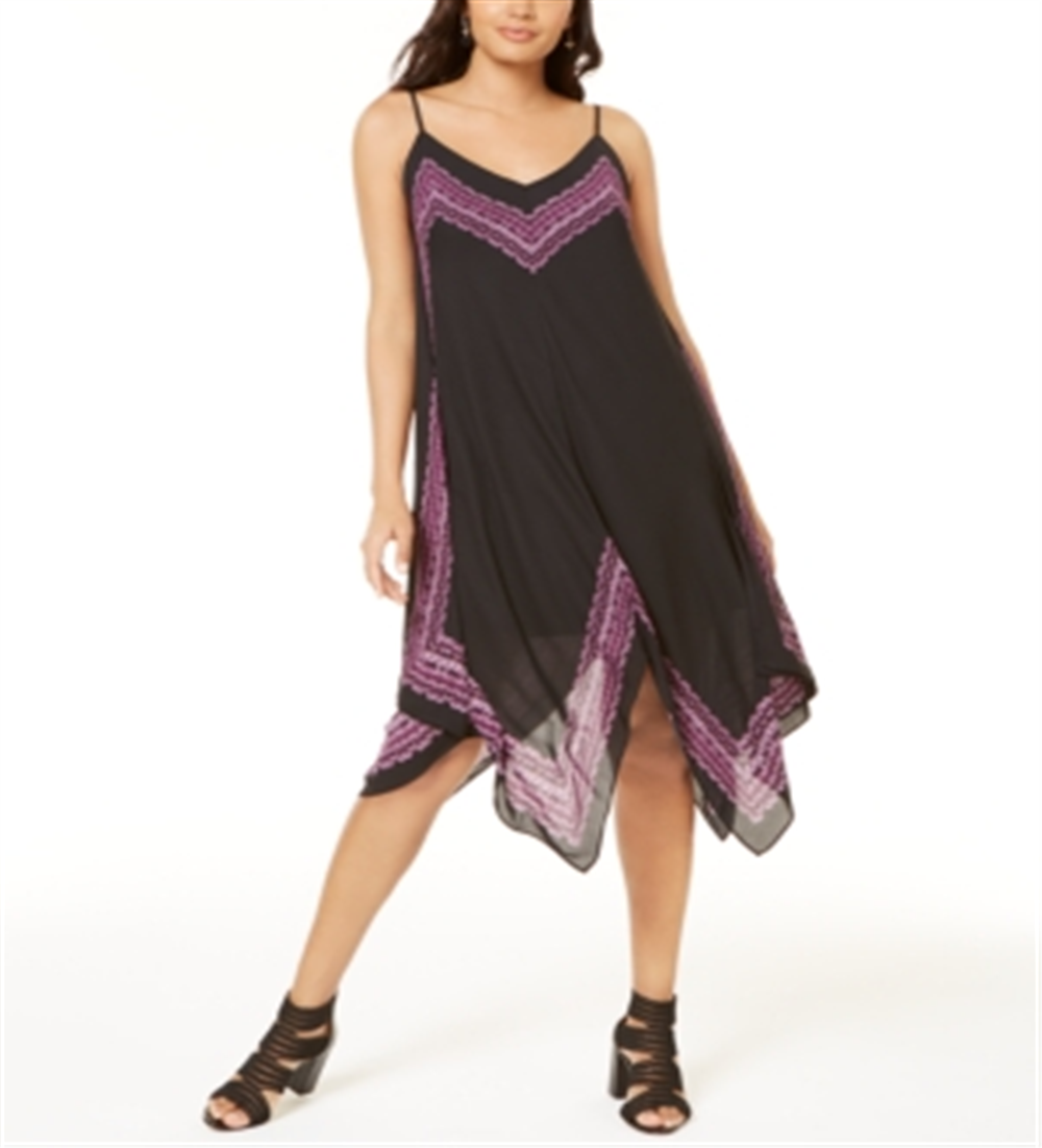 Vestido feminino estampado com bainha de lenço da INC International Concepts, preto, tamanho pequeno e pequeno