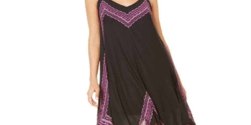 Vestido feminino estampado com bainha de lenço da INC International Concepts, preto, tamanho pequeno e pequeno