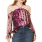 Blusa feminina com ombros descobertos e tingida, tamanho pequeno, roxo, da INC International Concepts