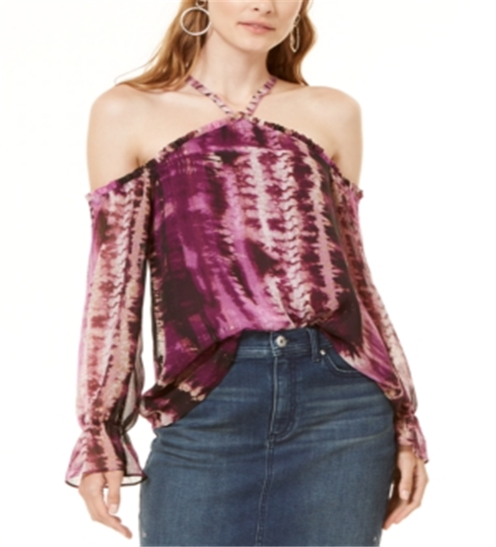 Blusa feminina com ombros descobertos e tingida, tamanho pequeno, roxo, da INC International Concepts