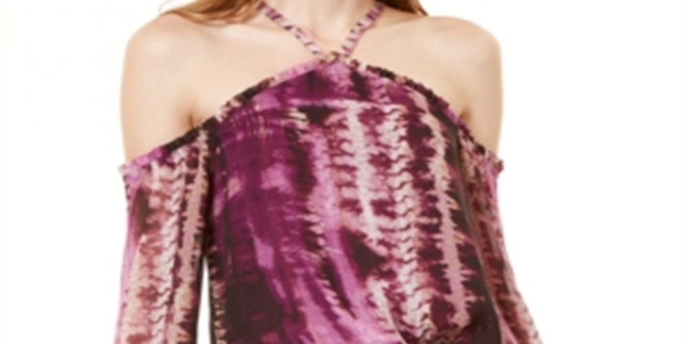Blusa feminina com ombros descobertos e tingida, tamanho pequeno, roxo, da INC International Concepts