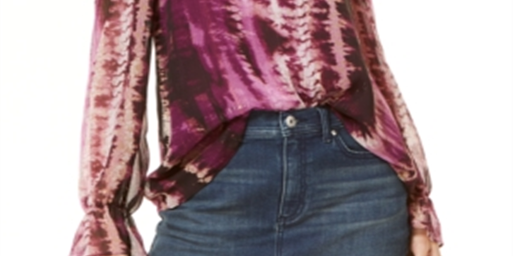 Blusa feminina com ombros descobertos e tingida, tamanho pequeno, roxo, da INC International Concepts