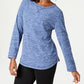 Karen Scott Sport Space-Dye Microfleece Top Feminino Azul Marinho Tamanho P