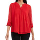 Charter Club Blusa feminina de malha lisa com pregas, vermelha, tamanho pequeno