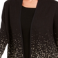 Casaco feminino JM Collection Ombre Jacquard preto tamanho pequeno grande