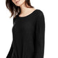 Suéter feminino de malha canelada com bainha amarrada, tamanho 44, preto, da INC International Concepts