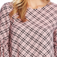 Top feminino elegante xadrez com manga bufante e estampa lanterna CeCe, vermelho, tamanho grande