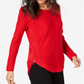 Suéter túnica feminino de malha waffle com zíper lateral, vermelho, tamanho pequeno GG, da INC International Concepts