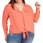 Blusa feminina plus size com amarração frontal, laranja, tamanho 0X, da INC International Concepts