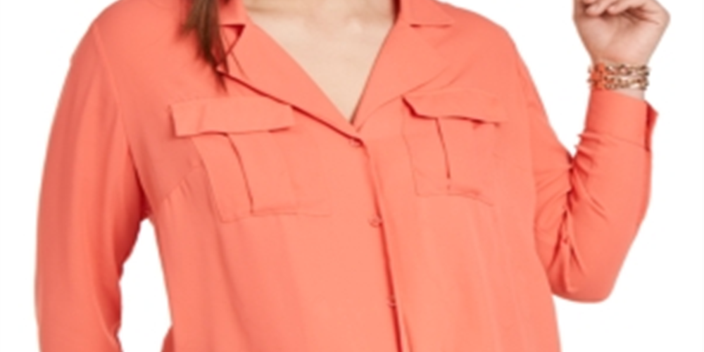 Blusa feminina plus size com amarração frontal, laranja, tamanho 0X, da INC International Concepts