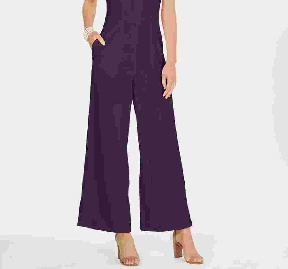 Macacão feminino Julia Jordan com decote halter e frente torcida, roxo, tamanho 6