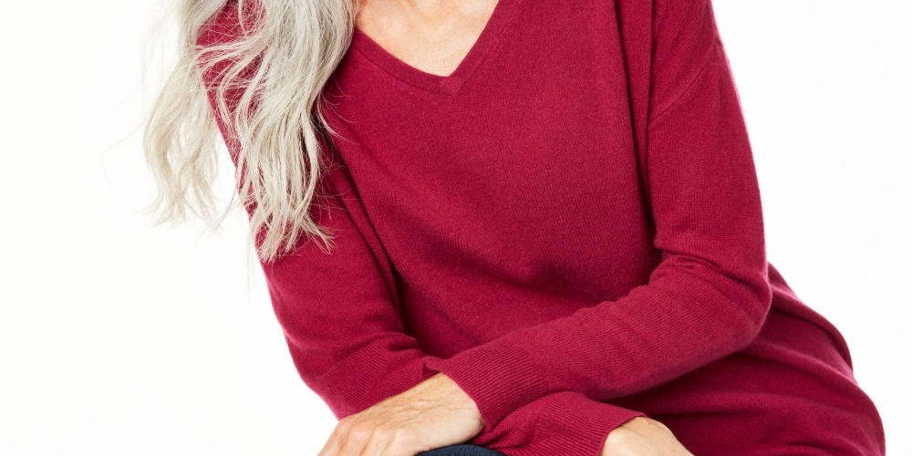 Suéter feminino de cashmere puro com decote em V Charter Club, tamanhos regular e pequeno, vermelho, tamanho extrapequeno