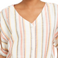 Blusa feminina listrada com amarração frontal e decote em V, rosa, tamanho pequeno, da Style &amp; Co