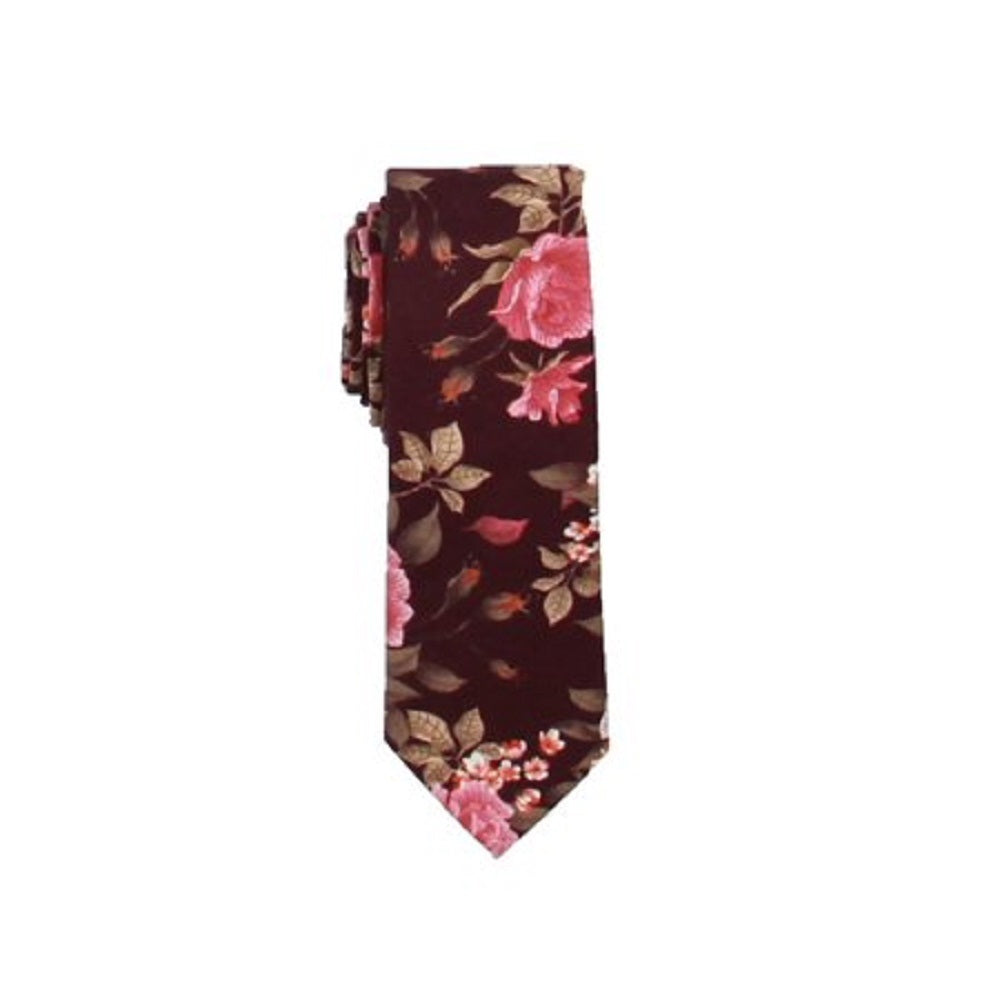 Gravata social masculina Louden Floral Bar III vermelha tamanho regular