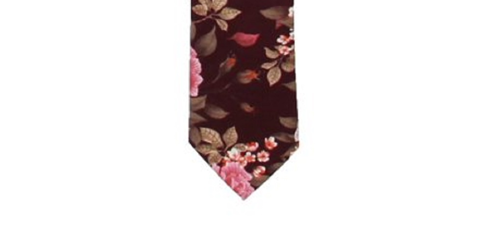 Gravata social masculina Louden Floral Bar III vermelha tamanho regular
