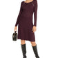 Vestido suéter feminino INC International Concepts com detalhe de zíper e ajuste evasê, vermelho, tamanho extragrande