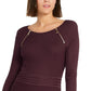 Vestido suéter feminino INC International Concepts com detalhe de zíper e ajuste evasê, vermelho, tamanho extragrande