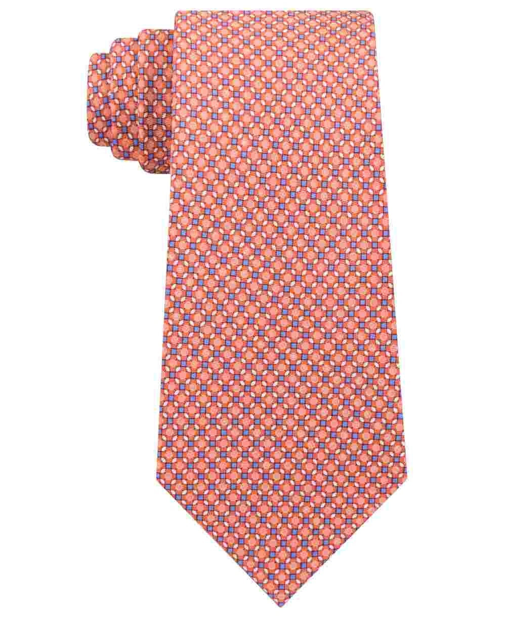 Gravata de seda masculina Michael Kors, tamanho laranja, tamanho regular