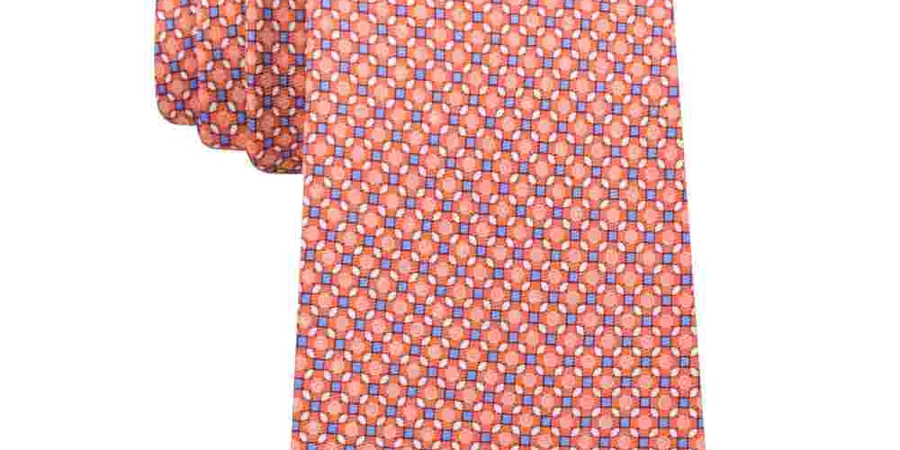 Gravata de seda masculina Michael Kors, tamanho laranja, tamanho regular